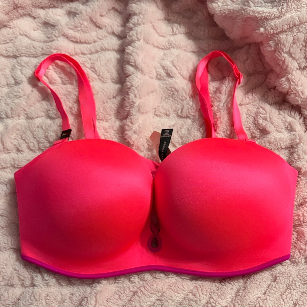 Victoria Secret push up Neon Pink Strapless Convertible Bra -